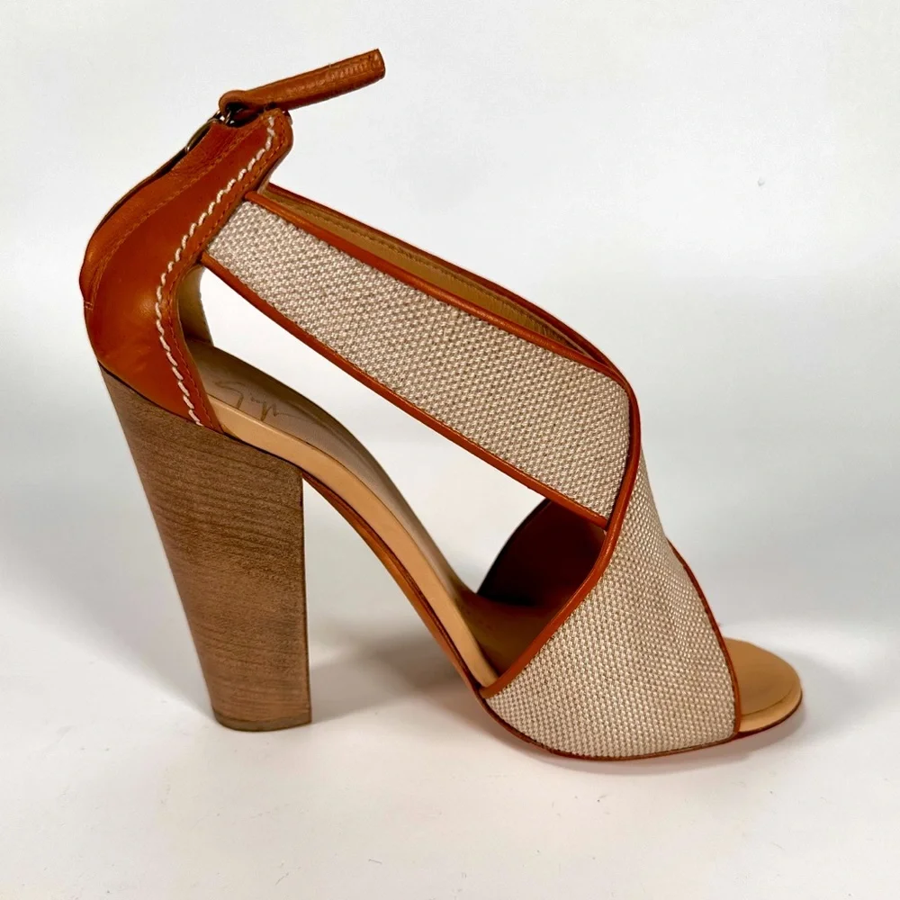 Giuseppe Zanotti Canvas and Leather Heel Sandals - Picture 6 of 14